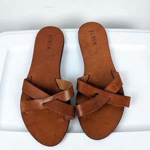 J. Crew Brown Leather Women’s Slides Sandals
